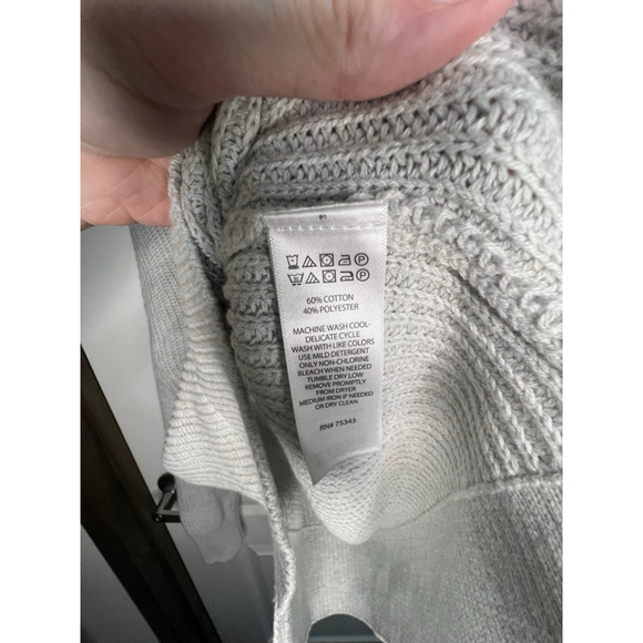 Rachel Zoe Beige Cozy Slouchy Hooded Knit Sweater With Buttons - Picture 6 of 6